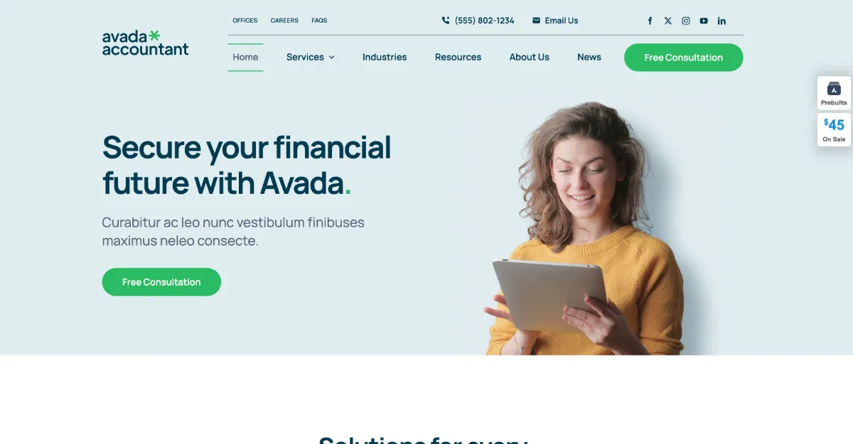 Avada Theme Accountant Website