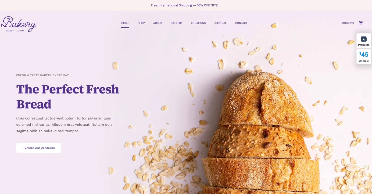 Avada Theme Bakery Website