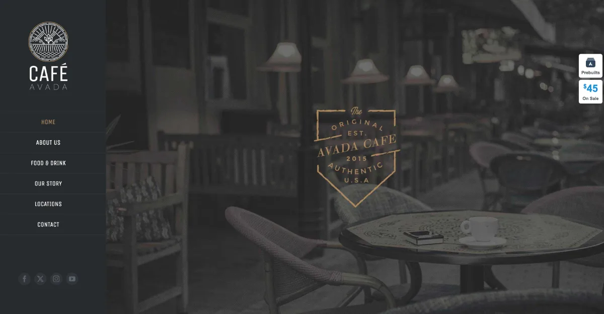 Avada Theme Cafe Website