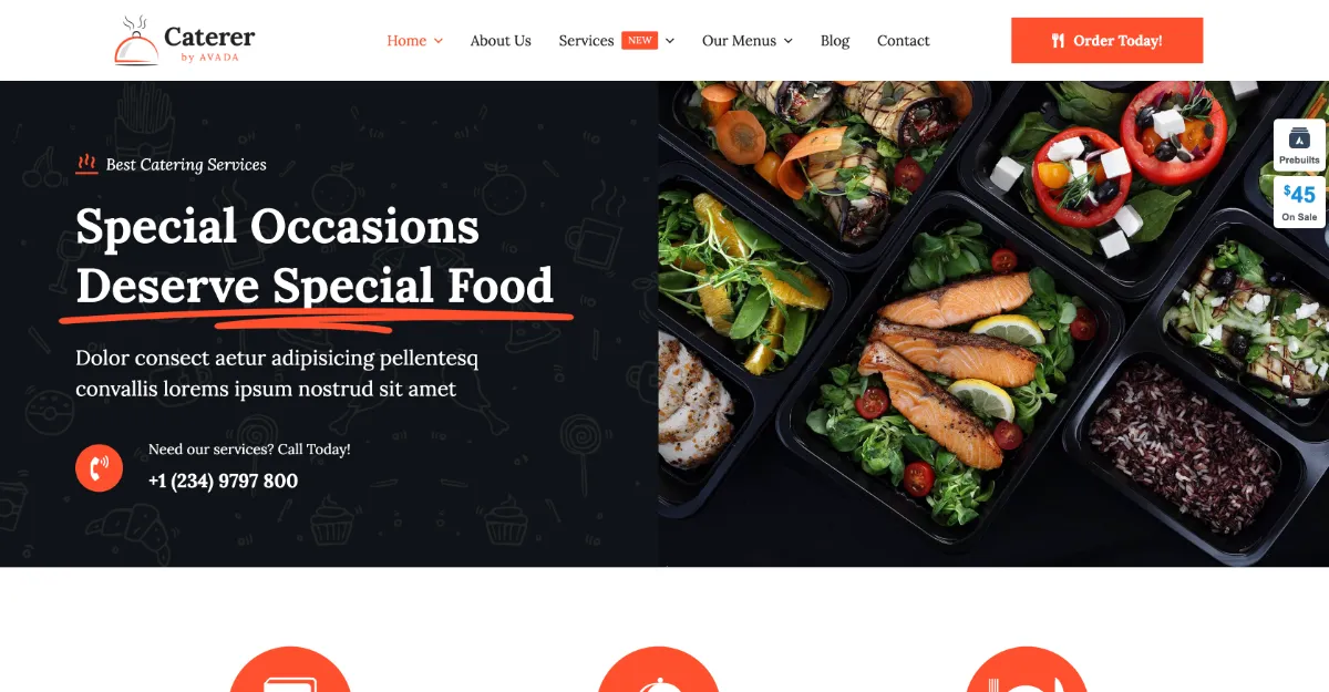 Avada Theme Caterer Website