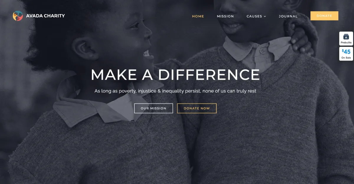 Avada Theme Charity Website