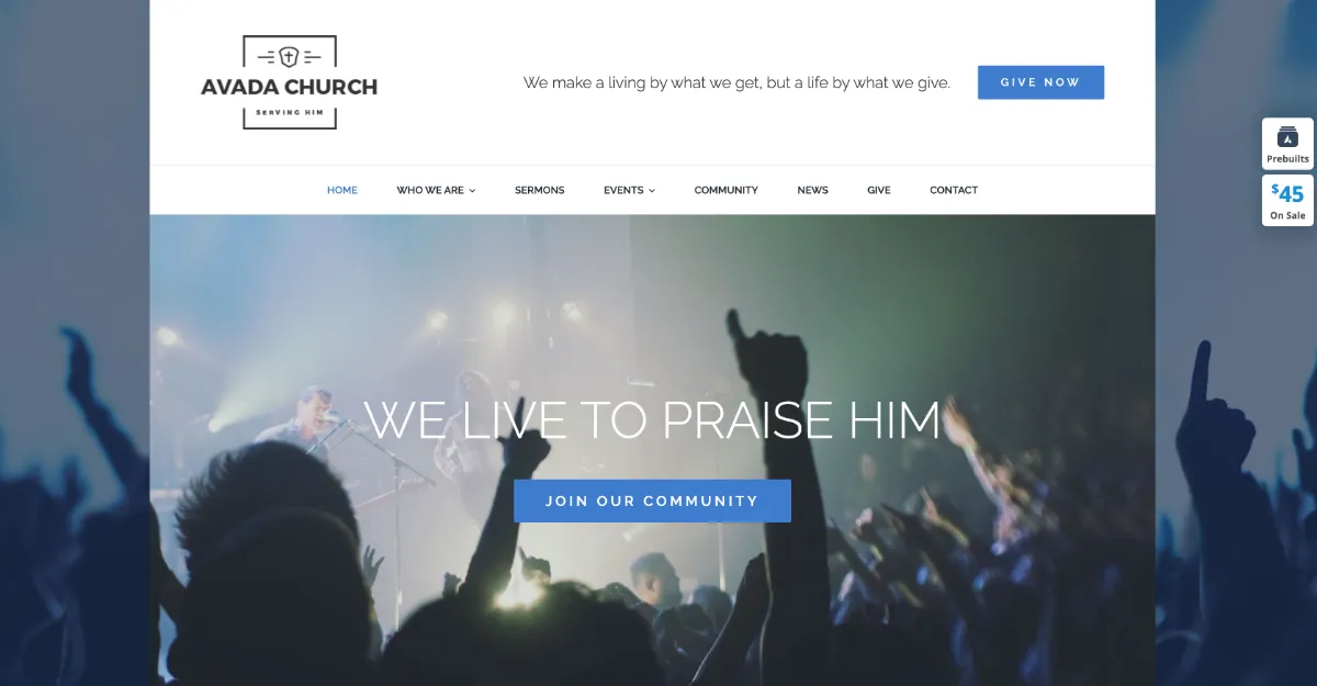 Avada Theme Church Website