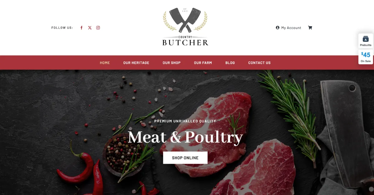 Avada Theme Country Butcher Website