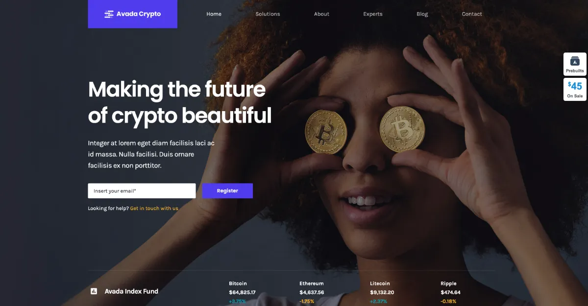 Avada Theme Cryptocurrency Website