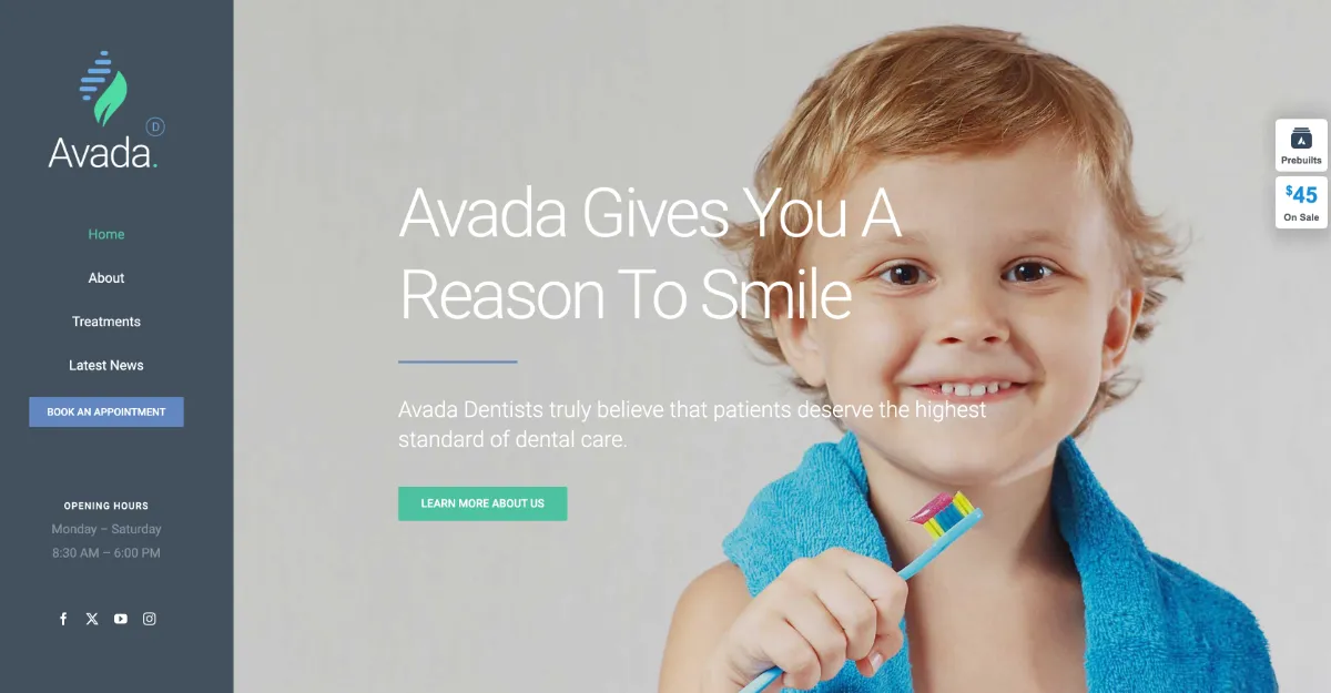 Avada Theme Dentist Website