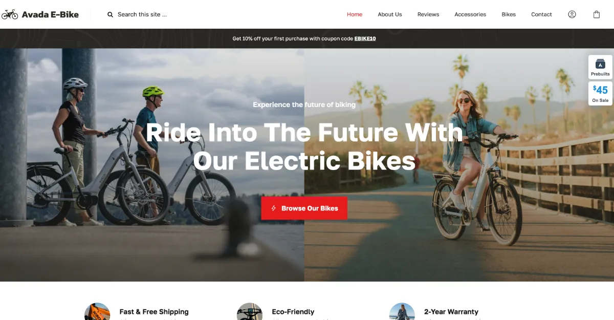 Avada Theme Ebike Website