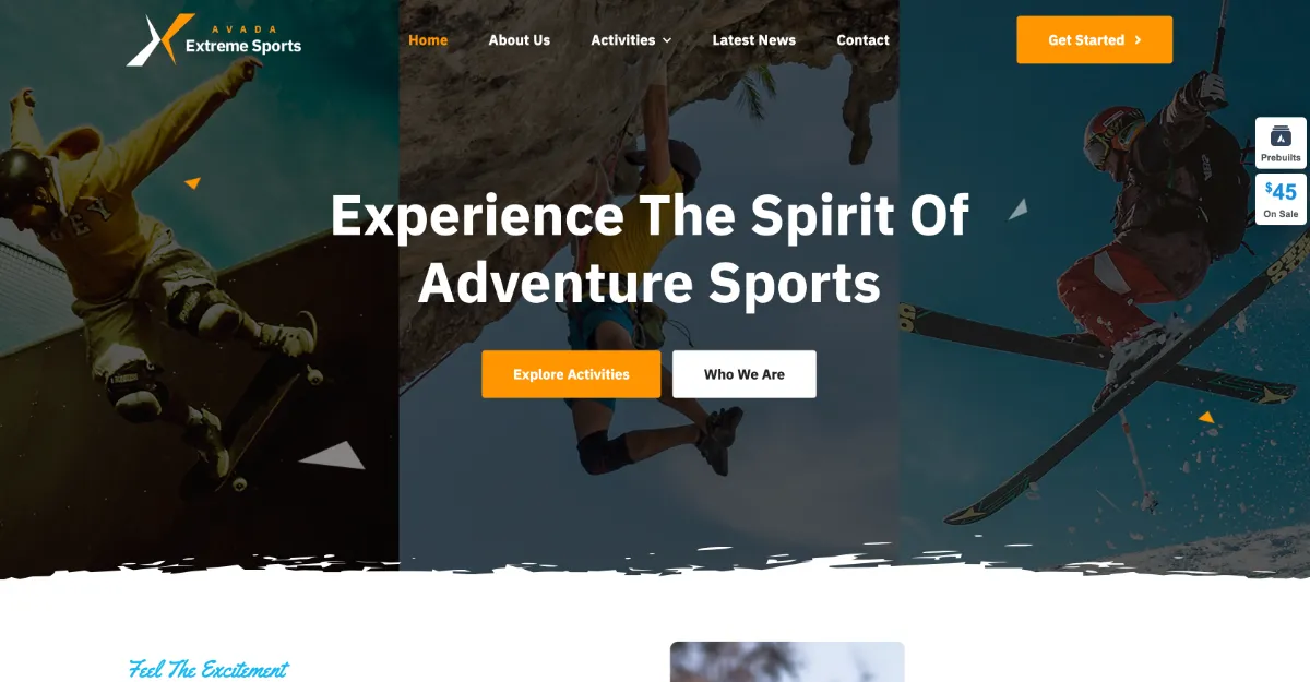 Avada Theme Extreme Sports Website