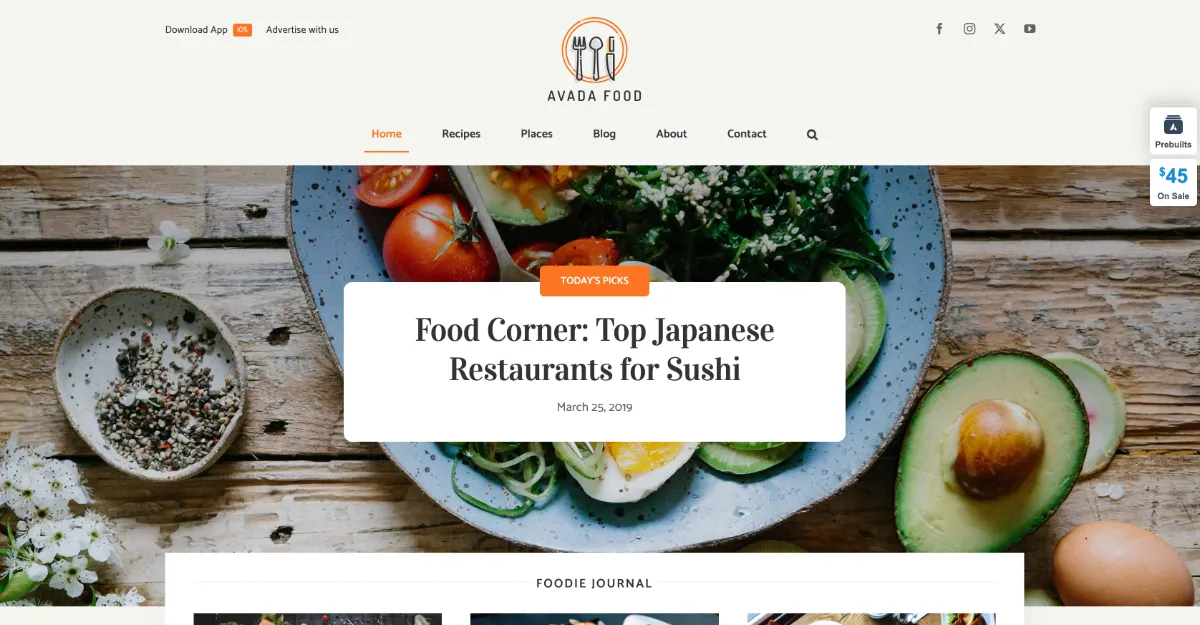 Avada Theme Food Website