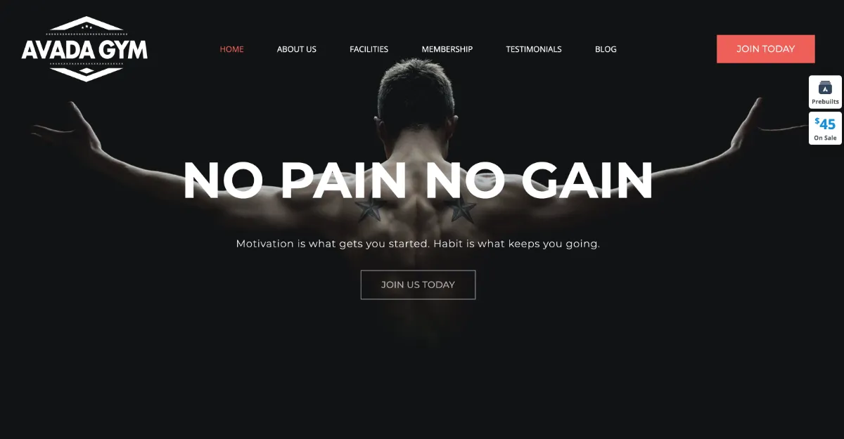 Avada Theme Gym Website