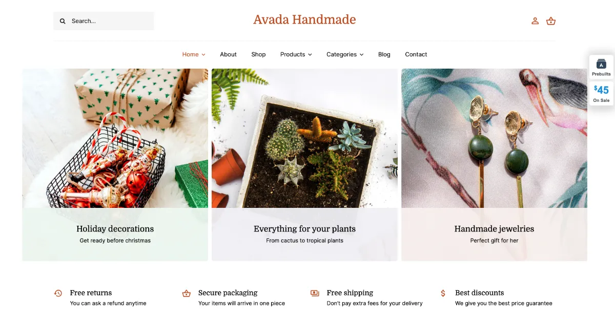 Avada Theme Handmade Website