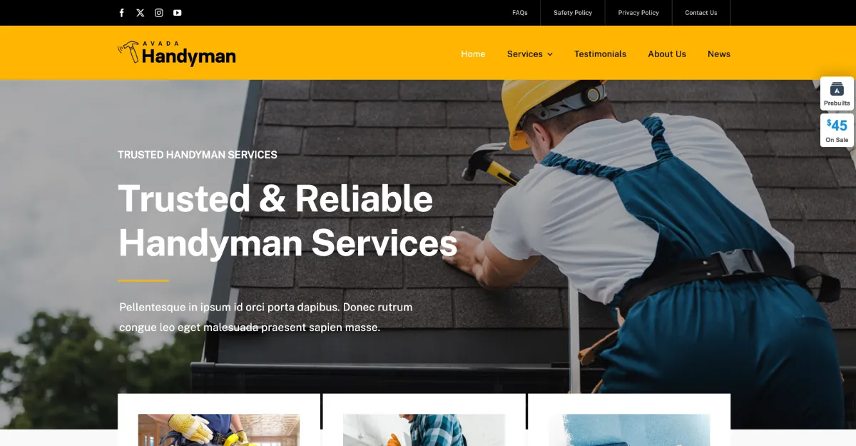 Avada Theme Handyman Website