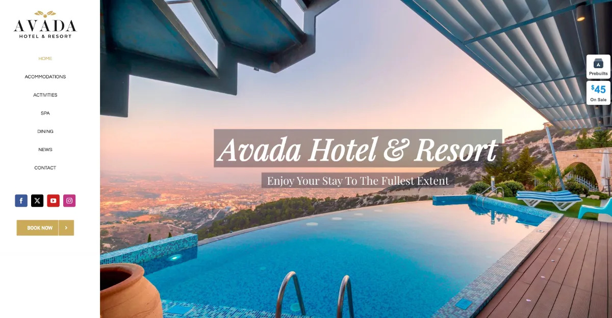 Avada Theme Hotel Website