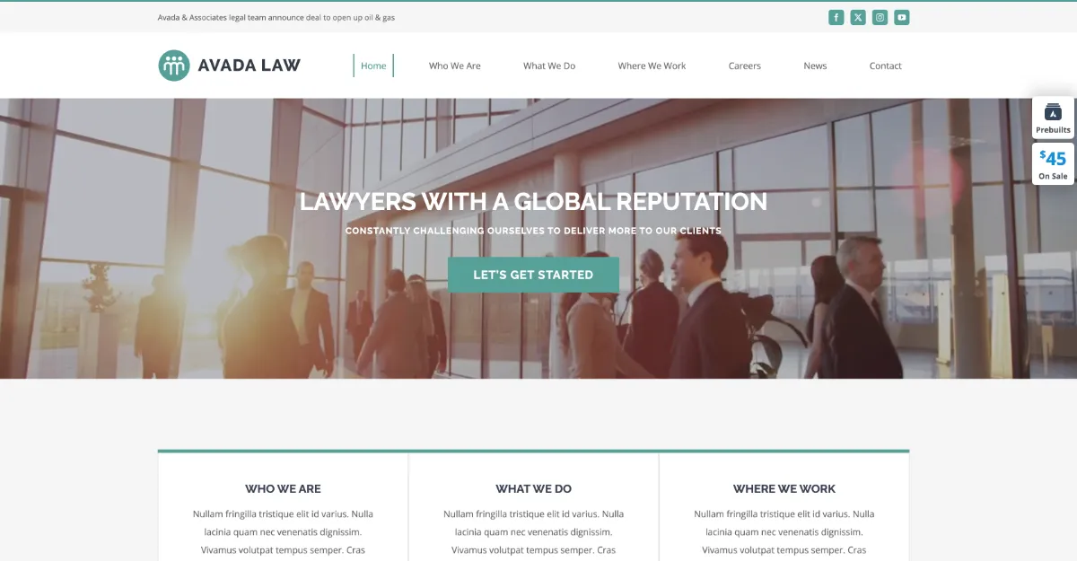 Avada Theme Law Website