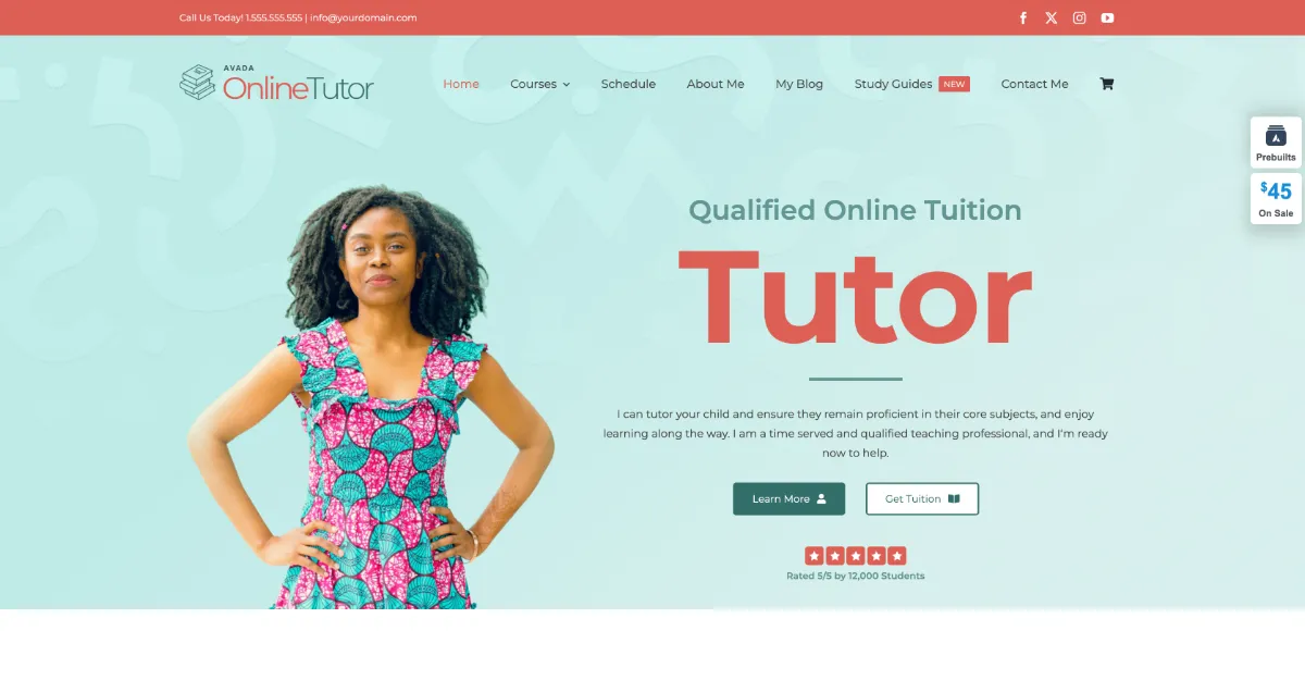 Avada Theme Online Tutor Website