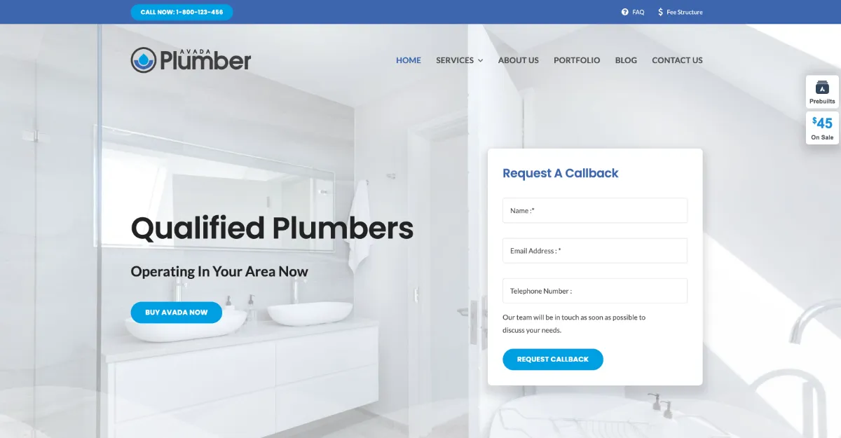 Avada Theme Plumber Website