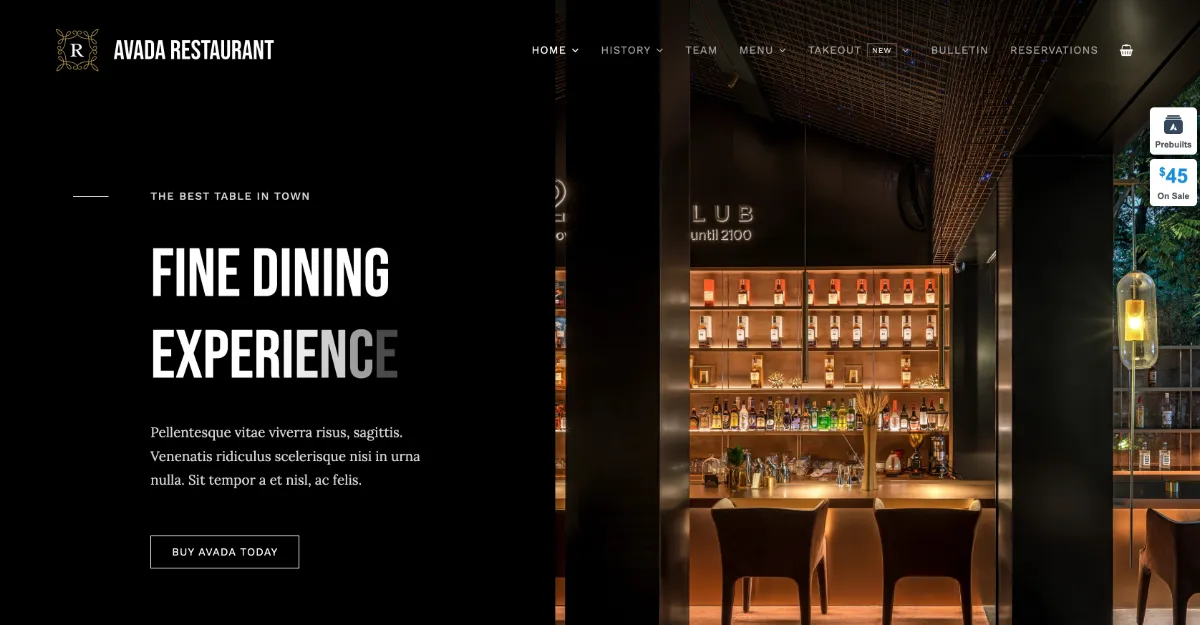 Avada Theme Restaurant Website