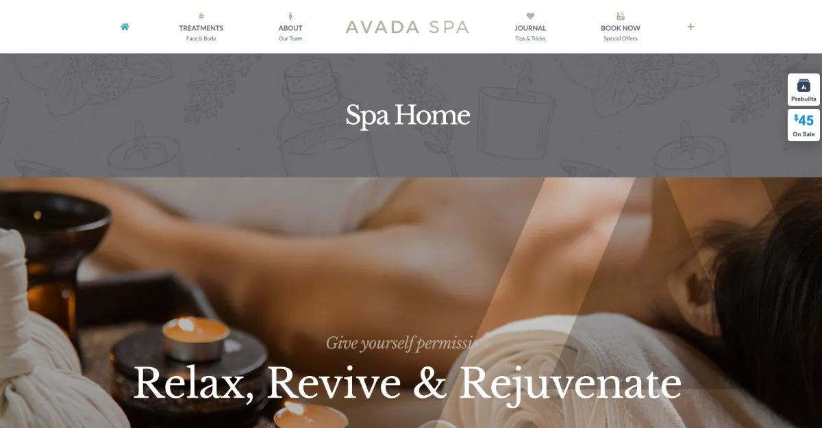 Avada Theme Spa Website