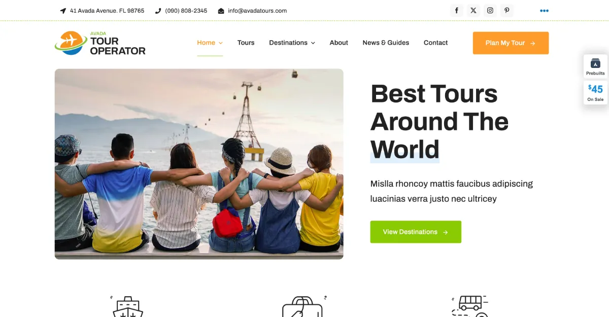 Avada Theme Tour Operator Website