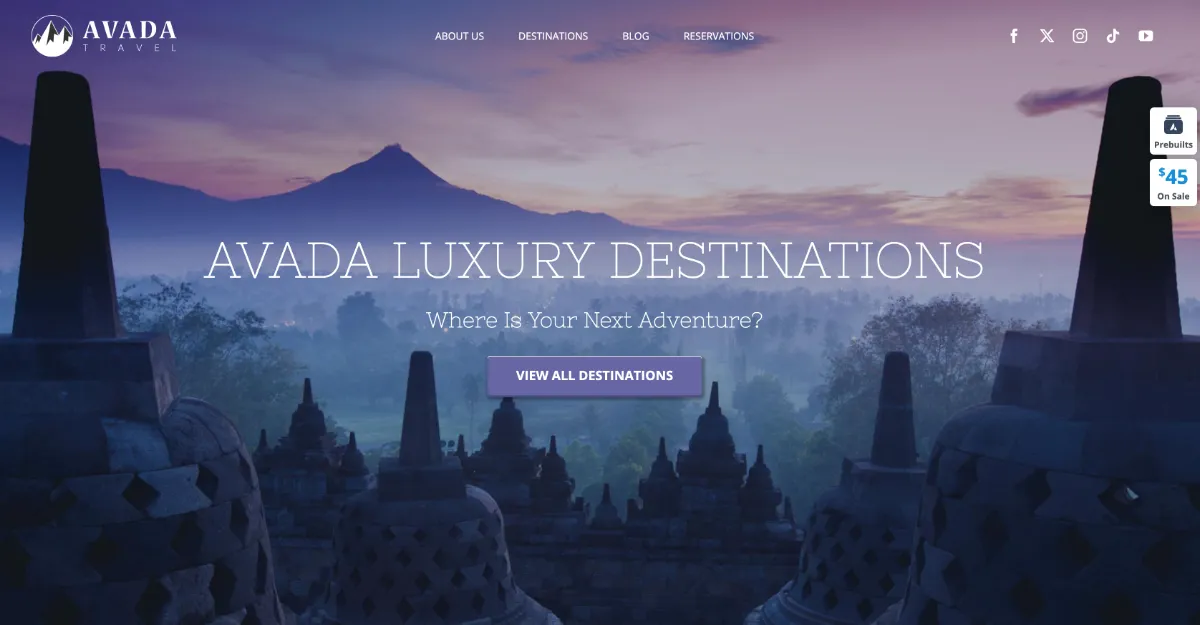 Avada Theme Travel Website