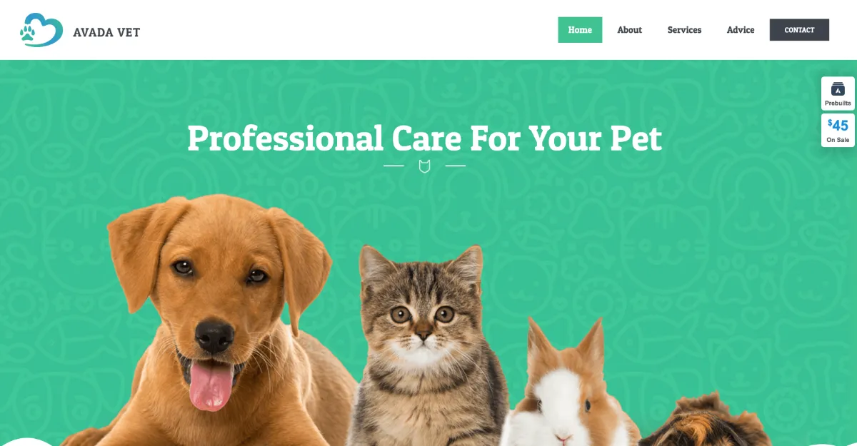 Avada Theme Veterinarian Website