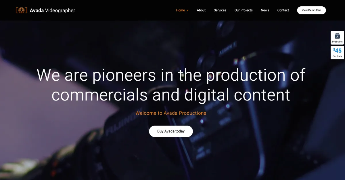 Avada Theme Videographer Website