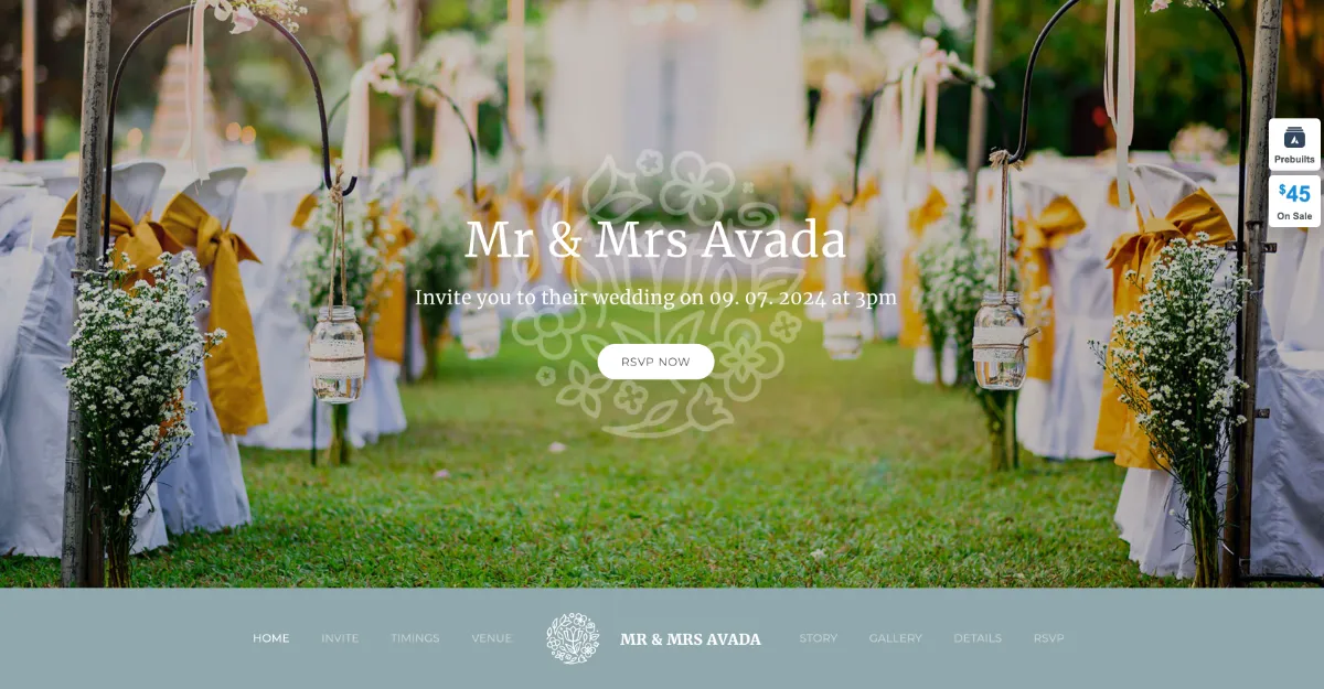 Avada Theme Wedding Website