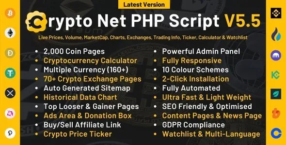 Crypto Net - CoinMarketCap PHP Script