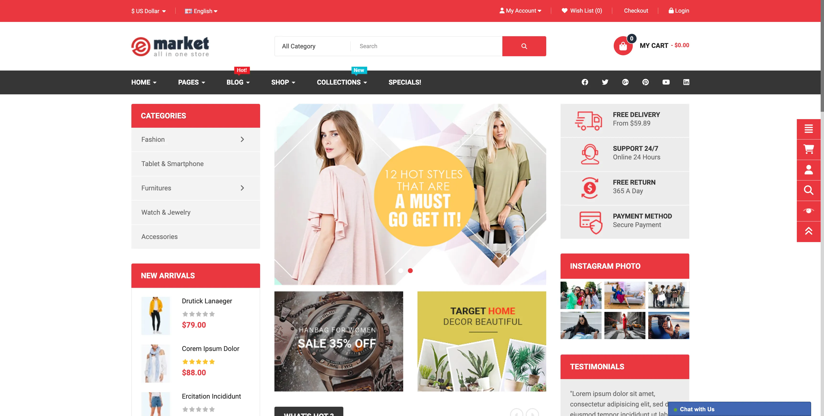 emarket Opencart Theme Home Layout 11