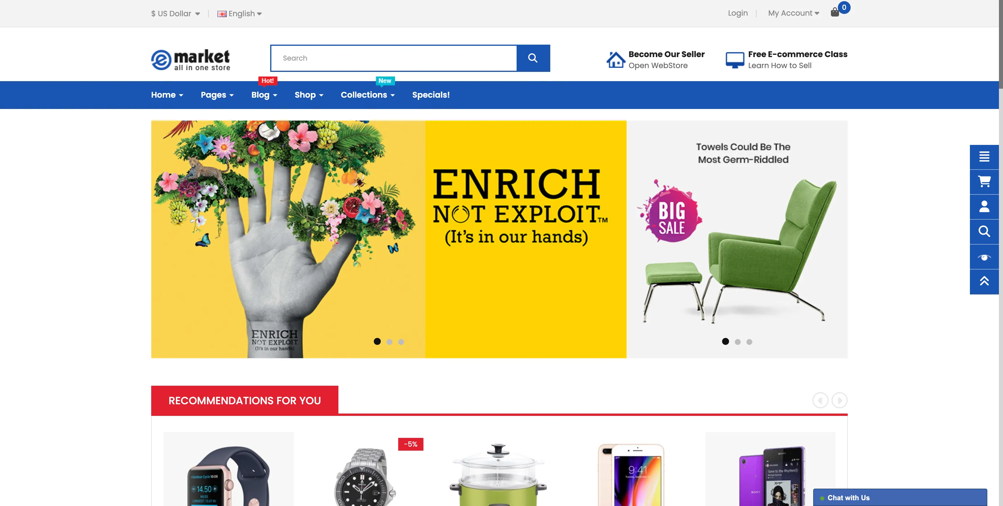 emarket Opencart Theme Home Layout 17