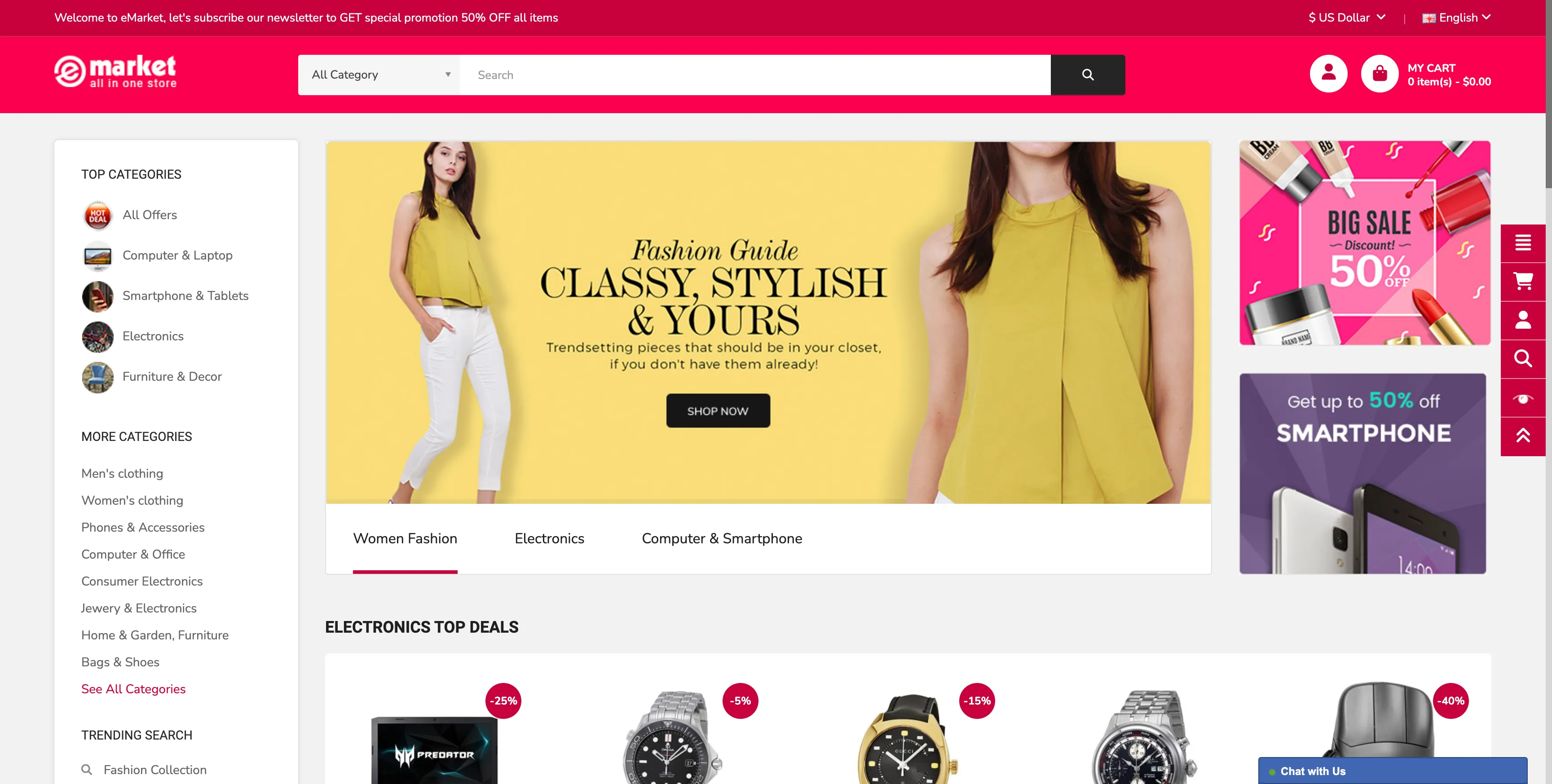 emarket Opencart Theme Home Layout 21