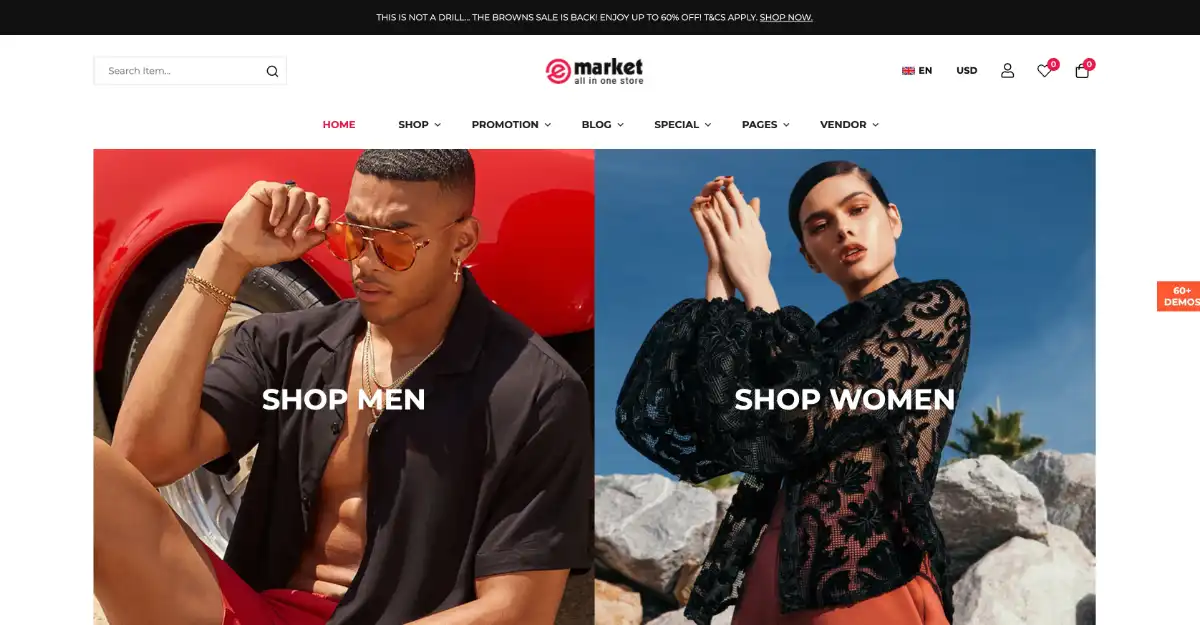 eMarket Woocommerce Theme Fashion Store 6 View Demo