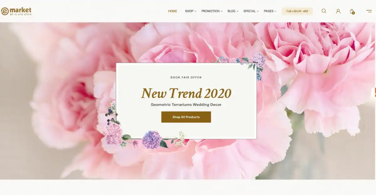 eMarket Woocommerce Theme Flower Shop View Demo