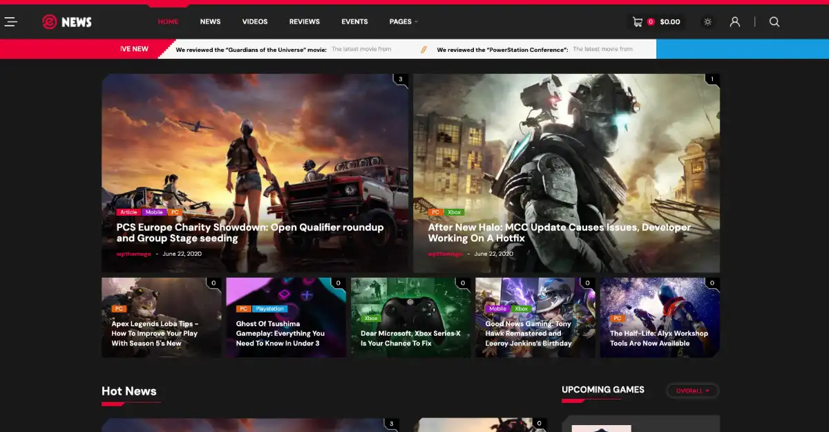 eMarket Woocommerce Theme Gaming News View Demo