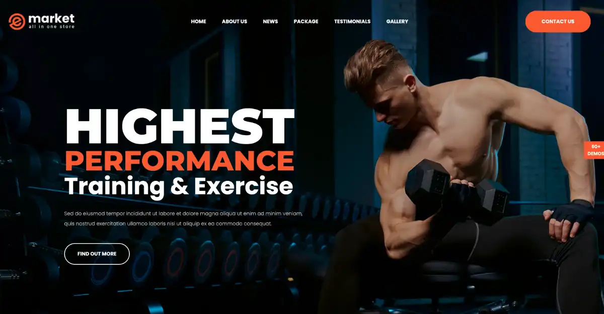 eMarket Woocommerce Theme Gym & Fitness View Demo