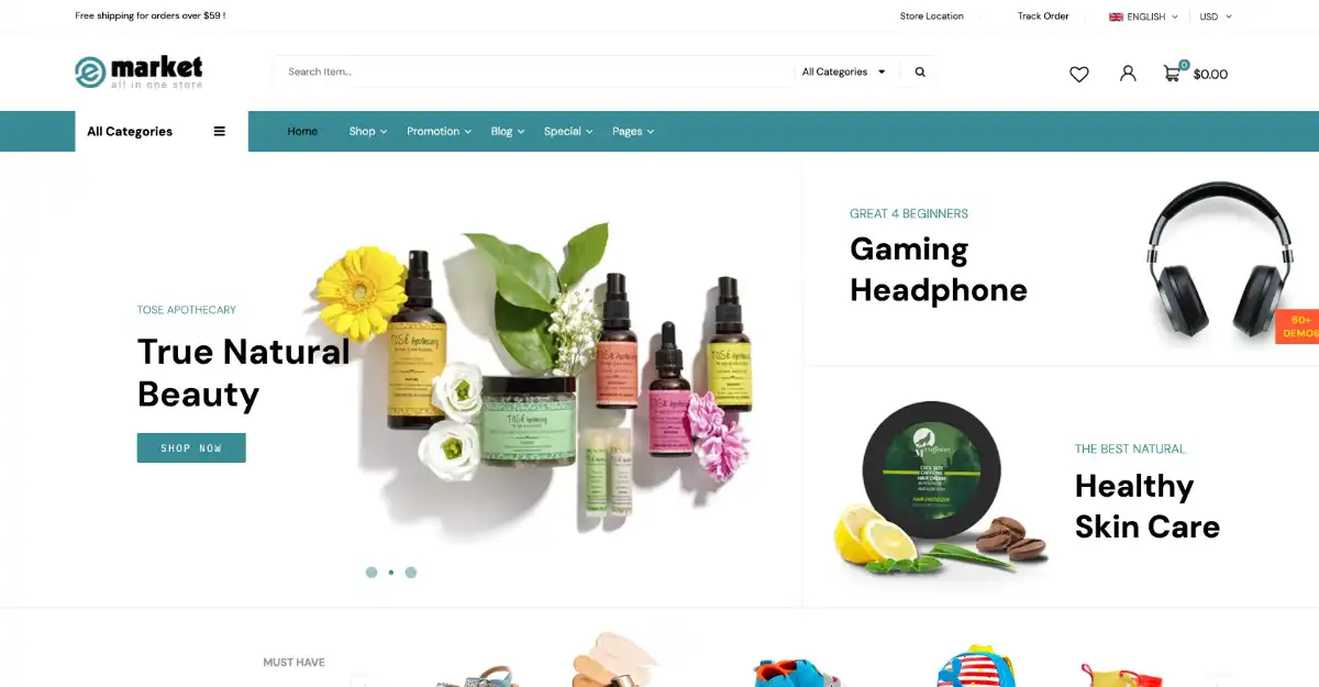 eMarket Woocommerce Theme Marketplace 10 View Demo