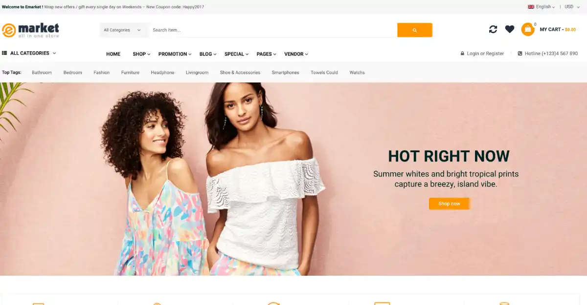 eMarket Woocommerce Theme Marketplace 2 View Demo