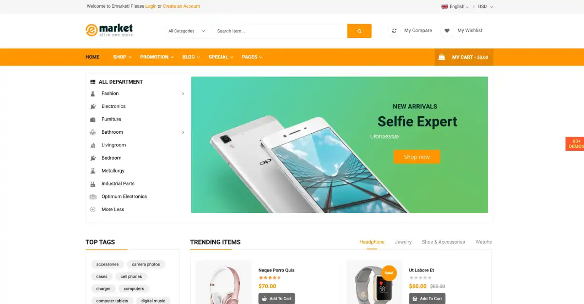 eMarket Woocommerce Theme Marketplace 3 View Demo