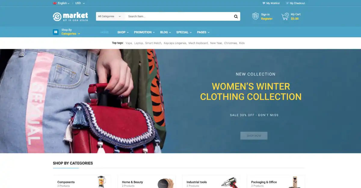 eMarket Woocommerce Theme Marketplace 6 View Demo