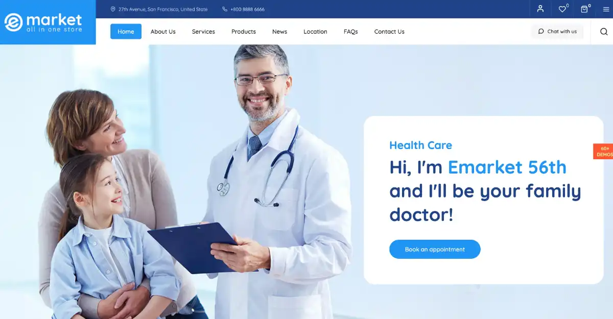 eMarket Woocommerce Theme Medical Store 3 View Demo