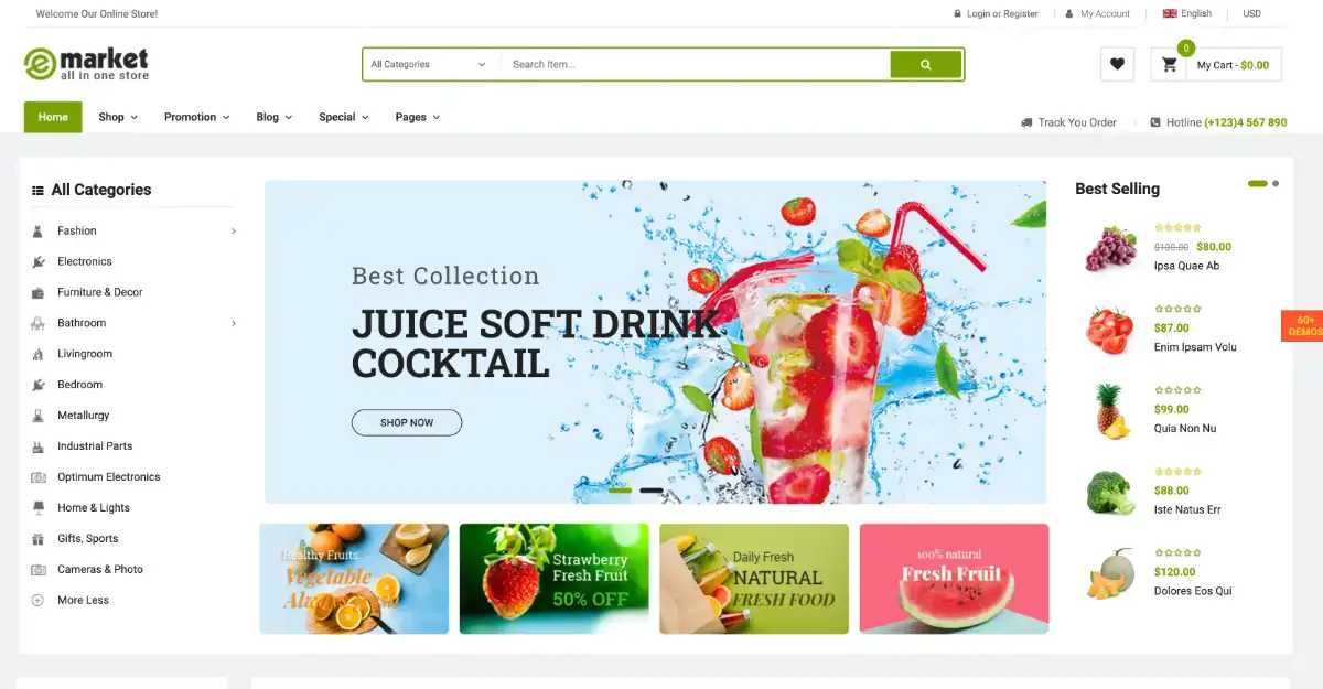 eMarket Woocommerce Theme Organic Market View Demo