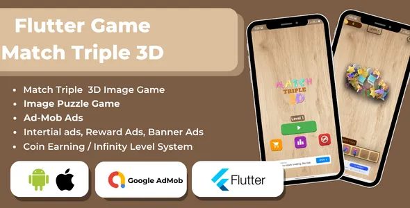 Flutter Game Match Triple 3D for Android and IOS