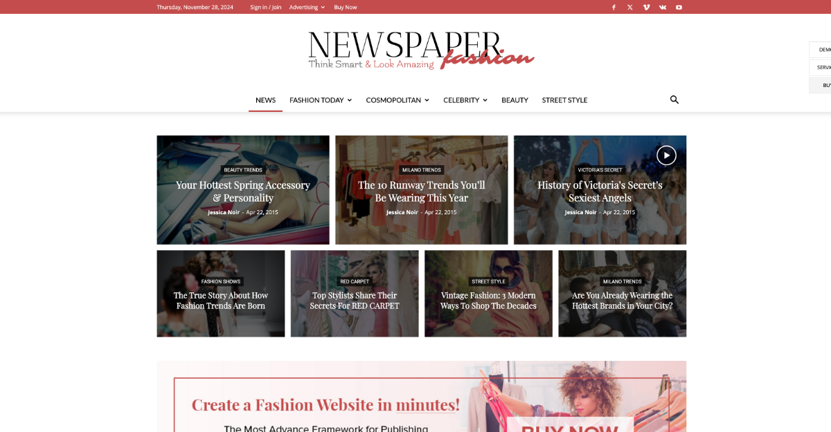 Newspaper Theme Fashion Magazine