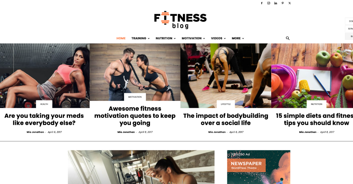 Newspaper Theme Fitness Blog