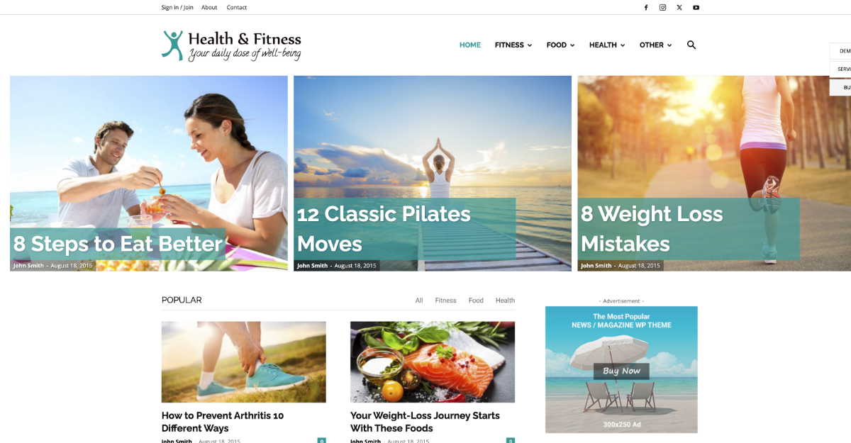 Newspaper Theme Health & Fitness