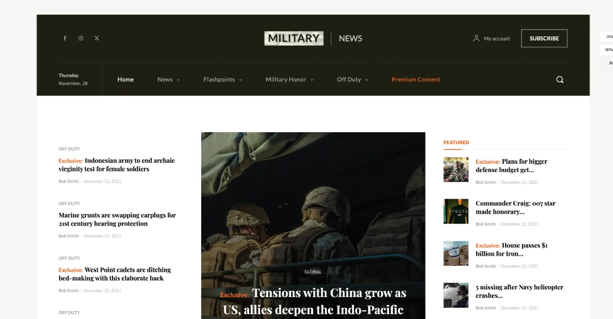 Newspaper Theme Military News Pro