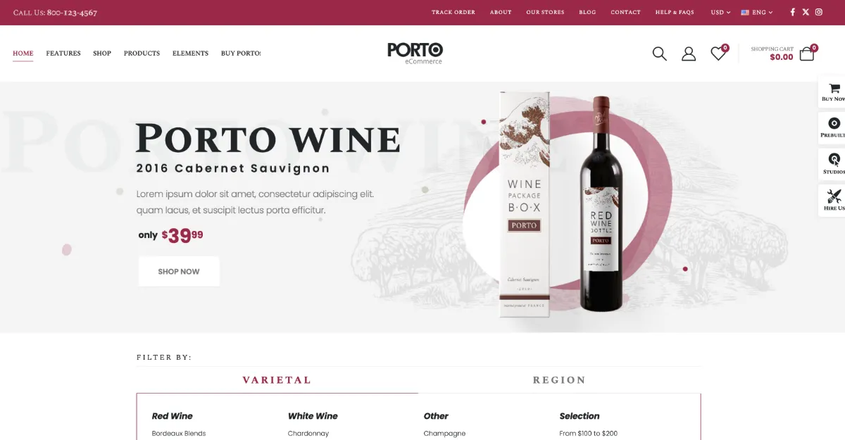 Porto Theme Shop Demo 39 (Wine Shop)