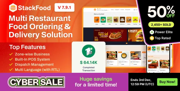 StackFood Multi Restaurant Laravel Admin and Restaurant Panel